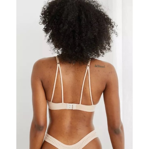 AERIE SUNNIE DEMI STRAPPY PUSH-UP BRA (SANDALWOOD) - Picture 2 of 5